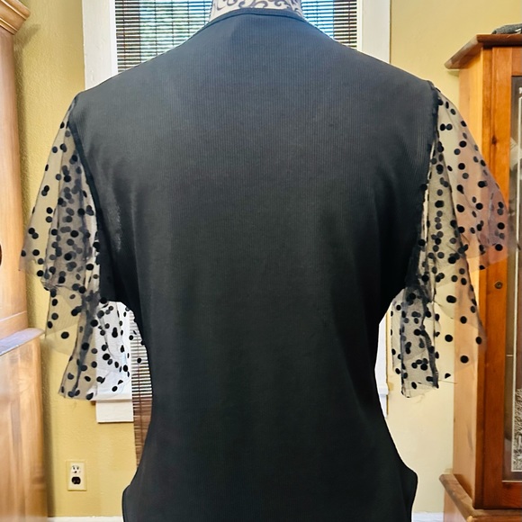 Shein black bodysuit with sheer sleeves. - Picture 6 of 7